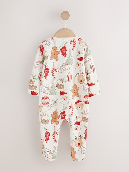 Neutral Bauble Two Way Zip Baby Christmas Sleepsuit (0mths-3yrs)