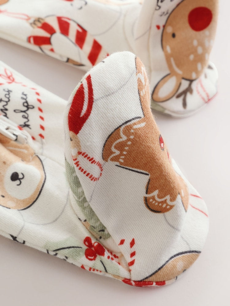 Neutral Bauble Two Way Zip Baby Christmas Sleepsuit (0mths-3yrs)