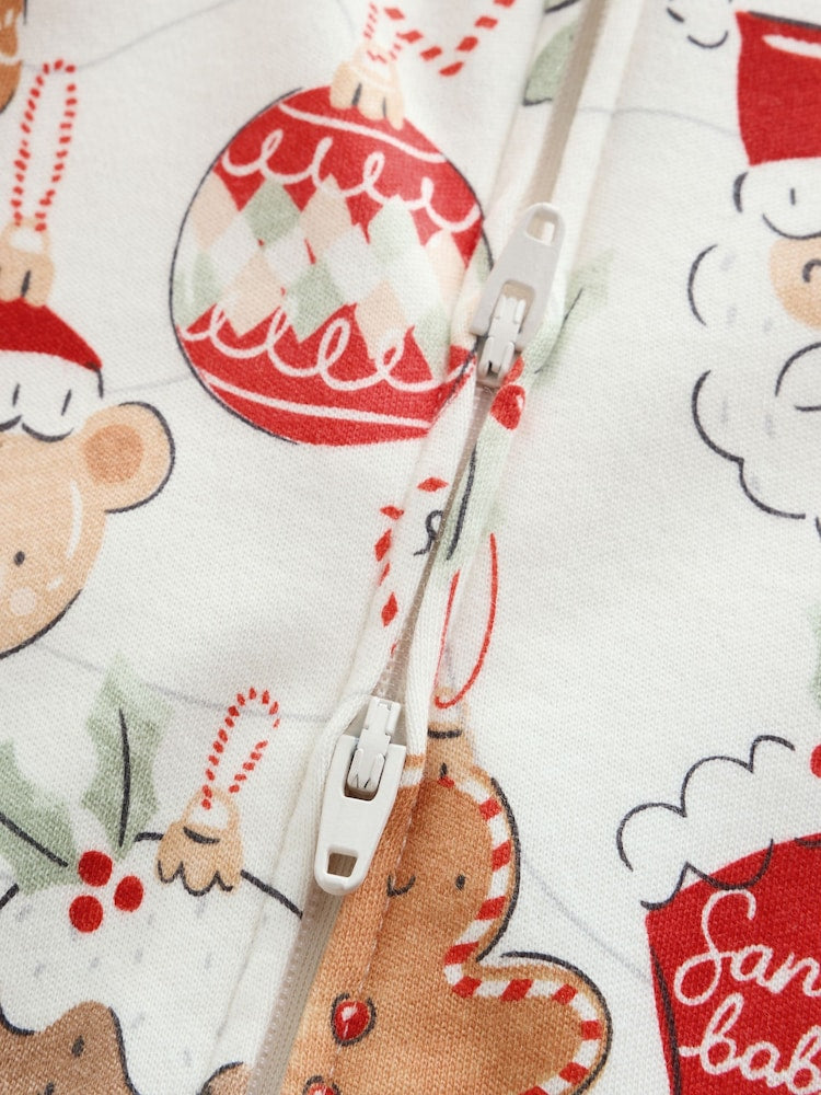 Neutral Bauble Two Way Zip Baby Christmas Sleepsuit (0mths-3yrs)