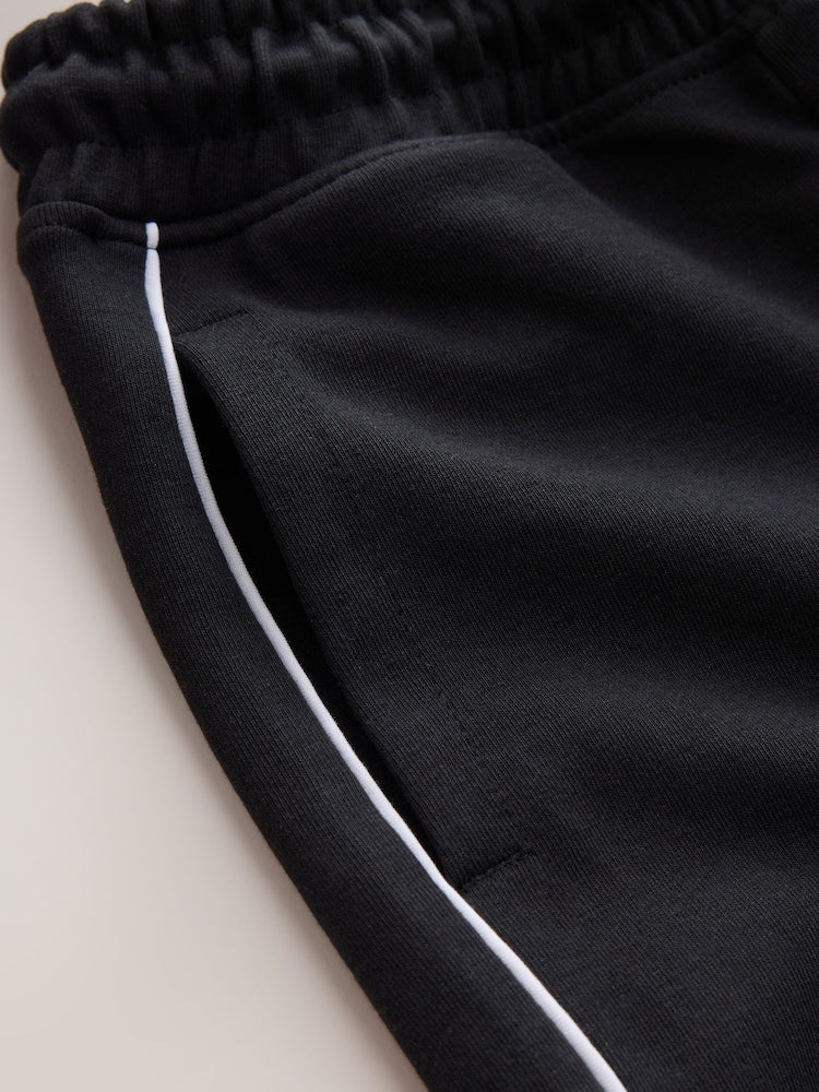 Black Sporty Zip Up Joggers Set (3-16yrs)
