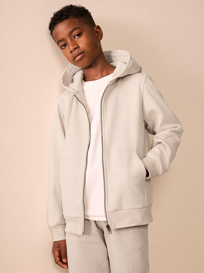 Ecru Regular Fit Zip Through Hoodie (3-16yrs)