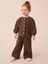 Chocolate Brown Ribbed Raglan Cardigan and Wide Leg Trousers Set (3mths-7yrs) - Chocolate Brown / 12-18 Months (80-86cm)