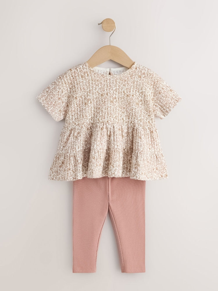 Neutral Peplum Top and Leggings Set (3mths-7yrs)