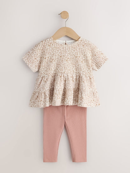 Neutral Peplum Top and Leggings Set (3mths-7yrs)