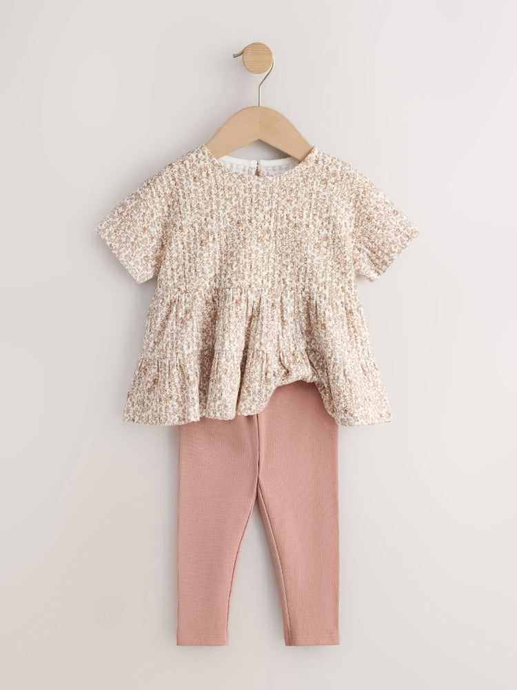 Neutral Peplum Top and Leggings Set (3mths-7yrs)
