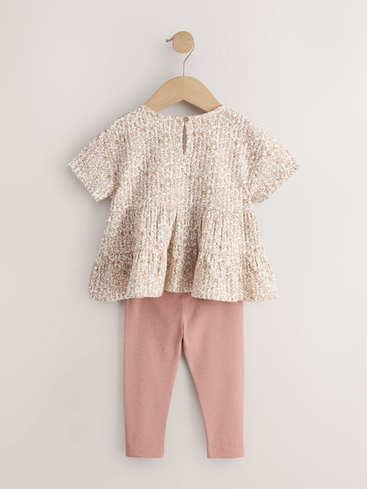 Neutral Peplum Top and Leggings Set (3mths-7yrs)