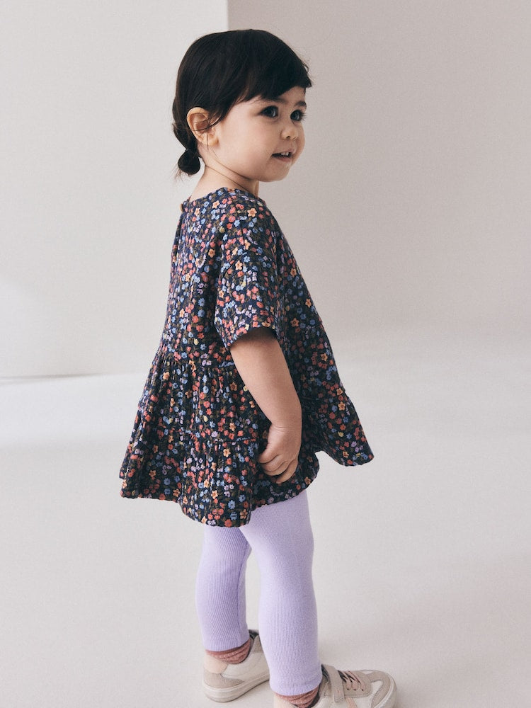 Navy Floral Top and Legging Set (3mths-7yrs)