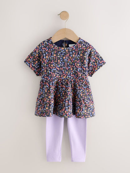 Navy Floral Top and Legging Set (3mths-7yrs)