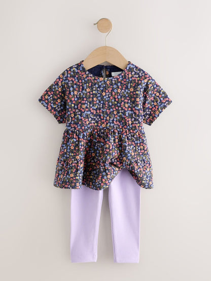 Navy Floral Top and Legging Set (3mths-7yrs)