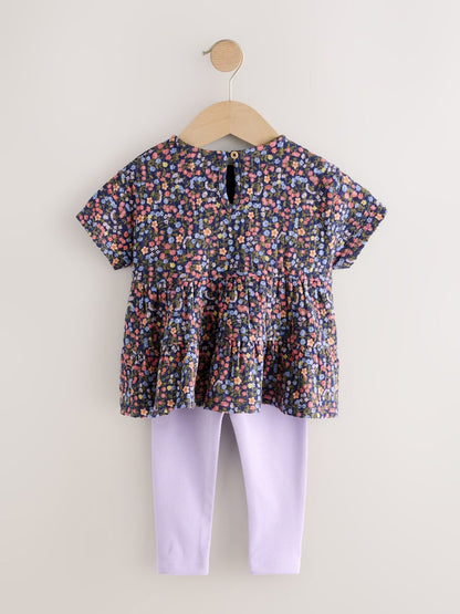 Navy Floral Top and Legging Set (3mths-7yrs)