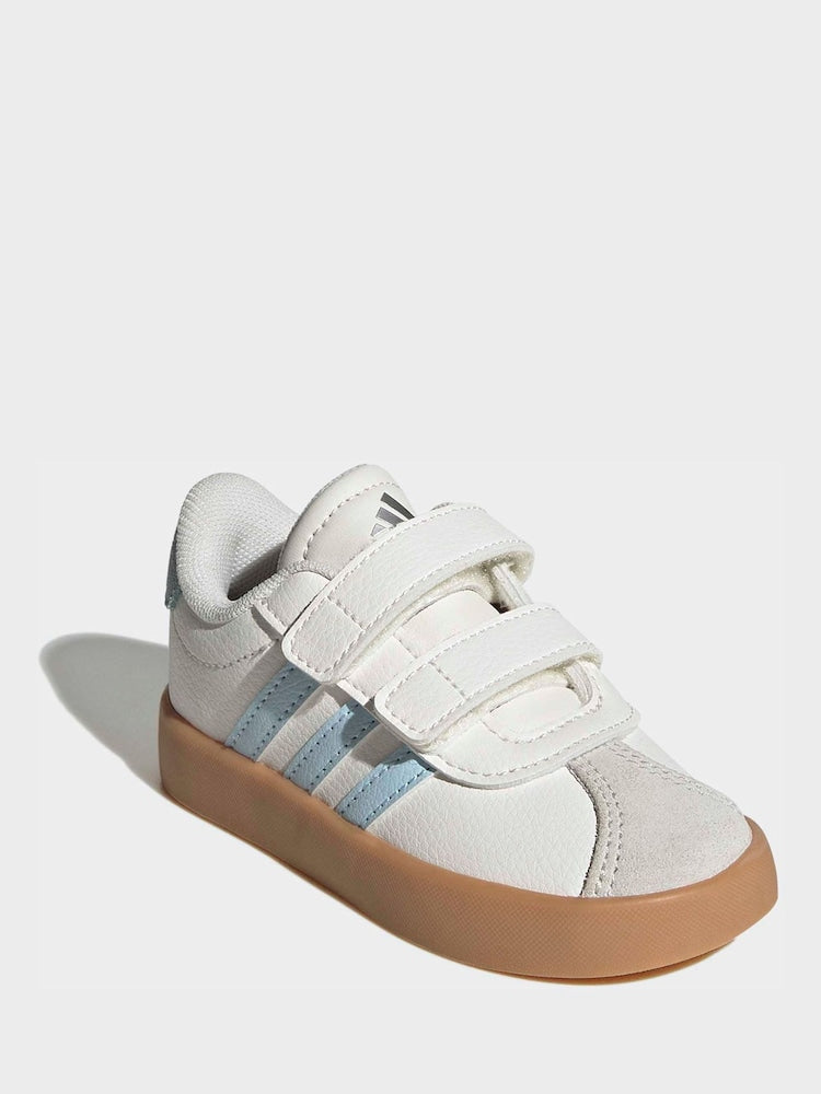 adidas White/Blue VL Court 3.0 Hook and Loop Infant Trainers