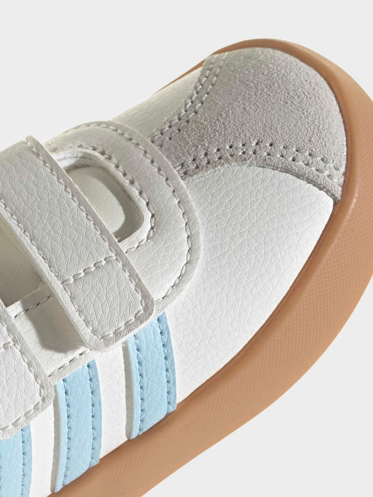 adidas White/Blue VL Court 3.0 Hook and Loop Infant Trainers