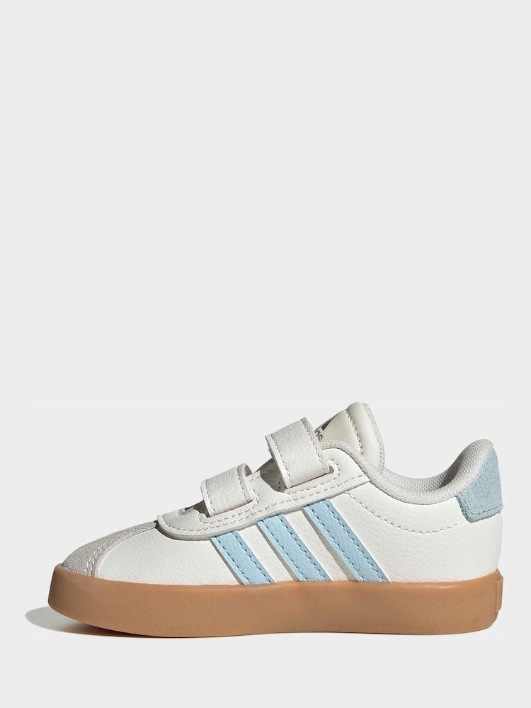 adidas White/Blue VL Court 3.0 Hook and Loop Infant Trainers