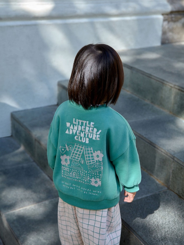 Green Little Wanderers Club Crew Neck Sweatshirt and Barrel Trousers Set (3mths-7yrs)