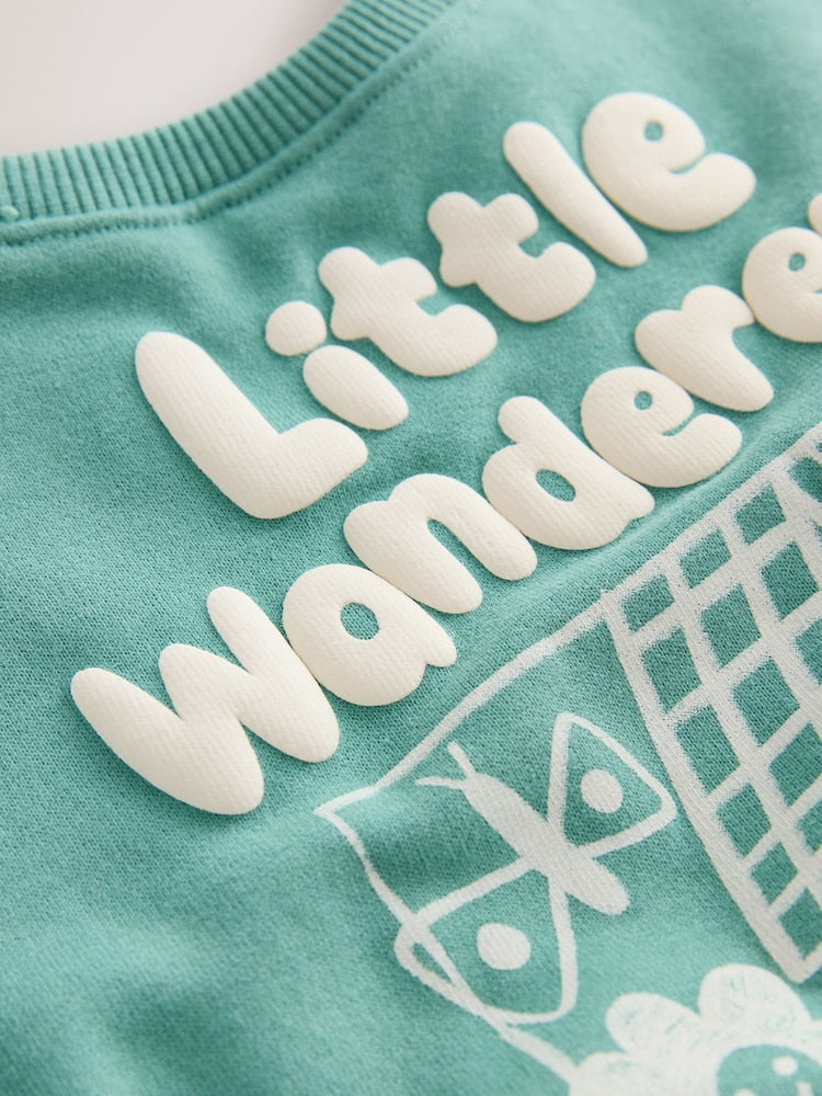 Green Little Wanderers Club Crew Neck Sweatshirt and Barrel Trousers Set (3mths-7yrs)