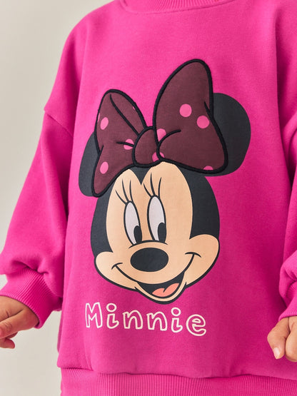 Berry Pink Minnie Mouse Spot Sweatshirt and Flare Set (6mths-7yrs)