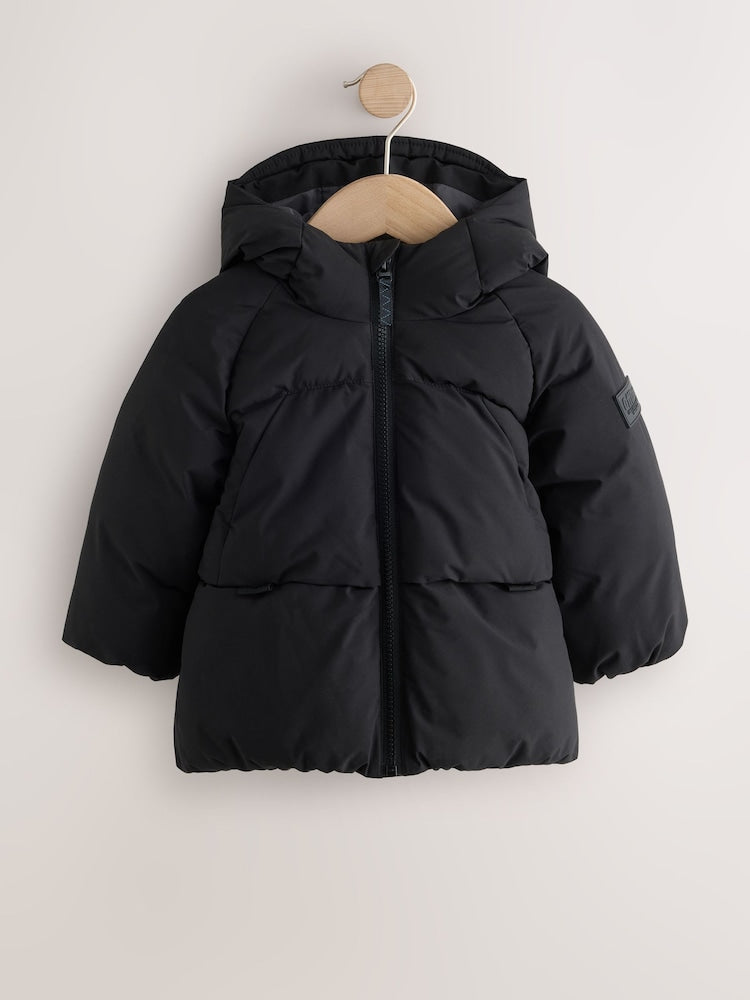Black Padded Coat (6mths-7yrs) - Black / 12 - 18 Months (80 - 86cm)