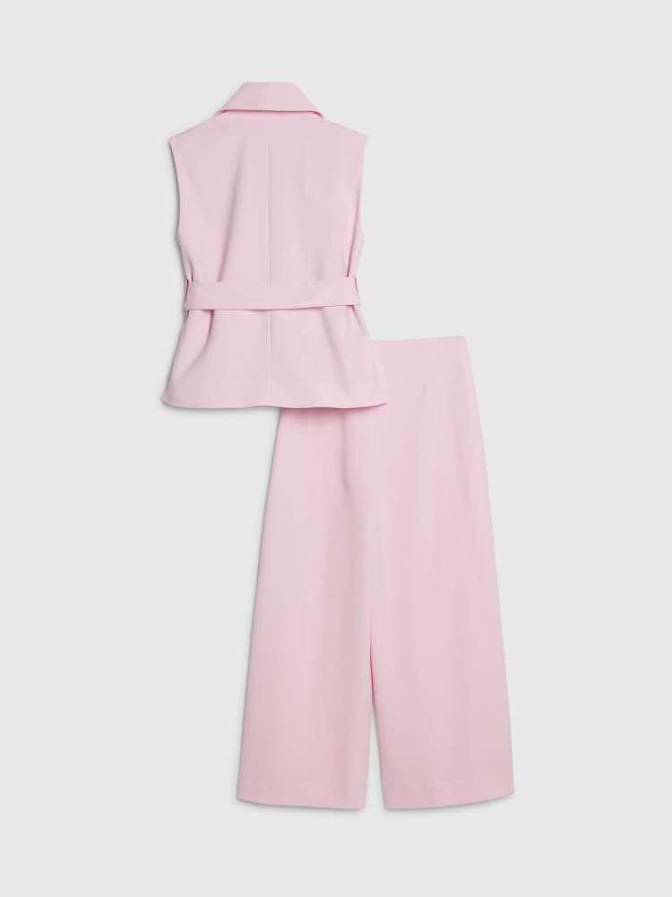 River Island Pink Sleeveless Blazer &amp; Pleated Trousers Set