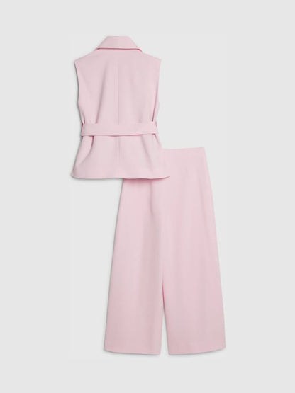 River Island Pink Sleeveless Blazer &amp; Pleated Trousers Set