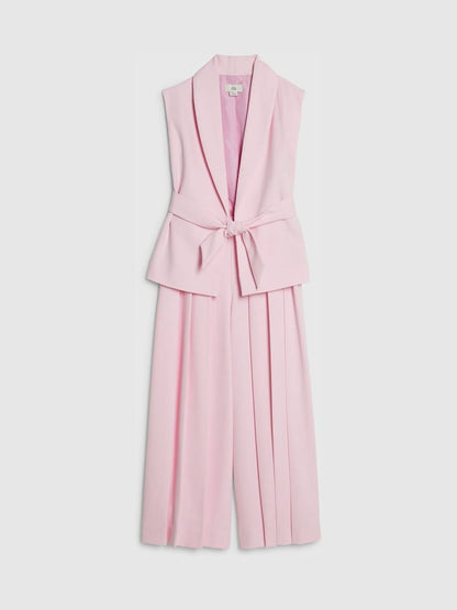 River Island Pink Sleeveless Blazer &amp; Pleated Trousers Set