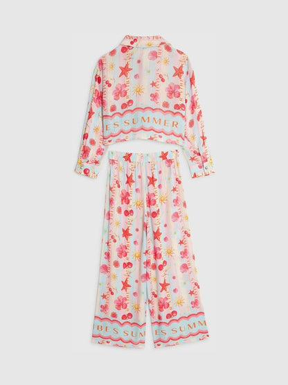 River Island Blue Stripe La Mer Shirt &amp; Trousers Set