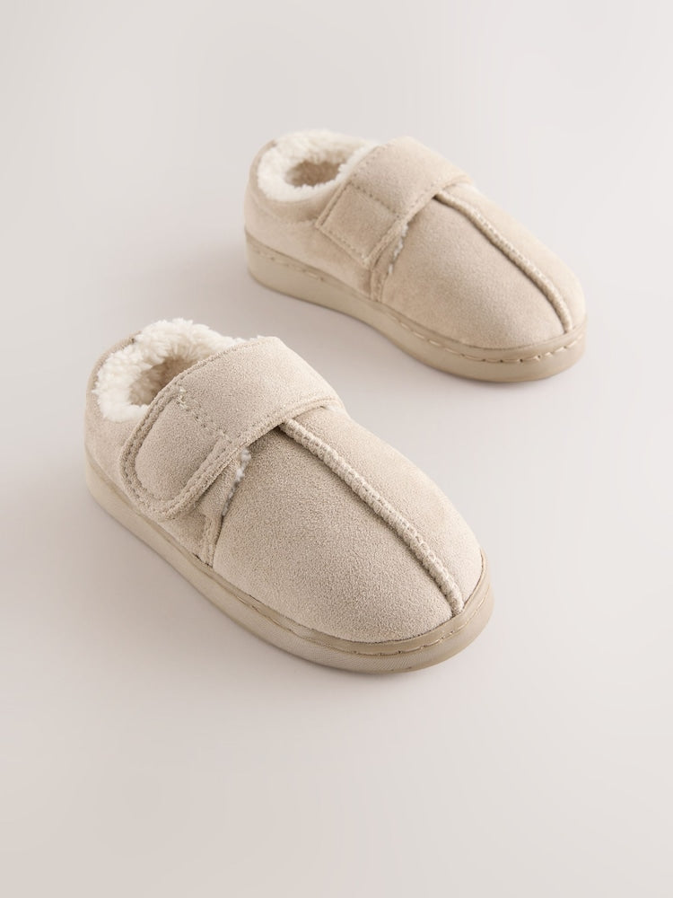Neutral Warm Lined Touch Fastening Cupsole Slippers - Size EU 19 (UK 3) - Neutral