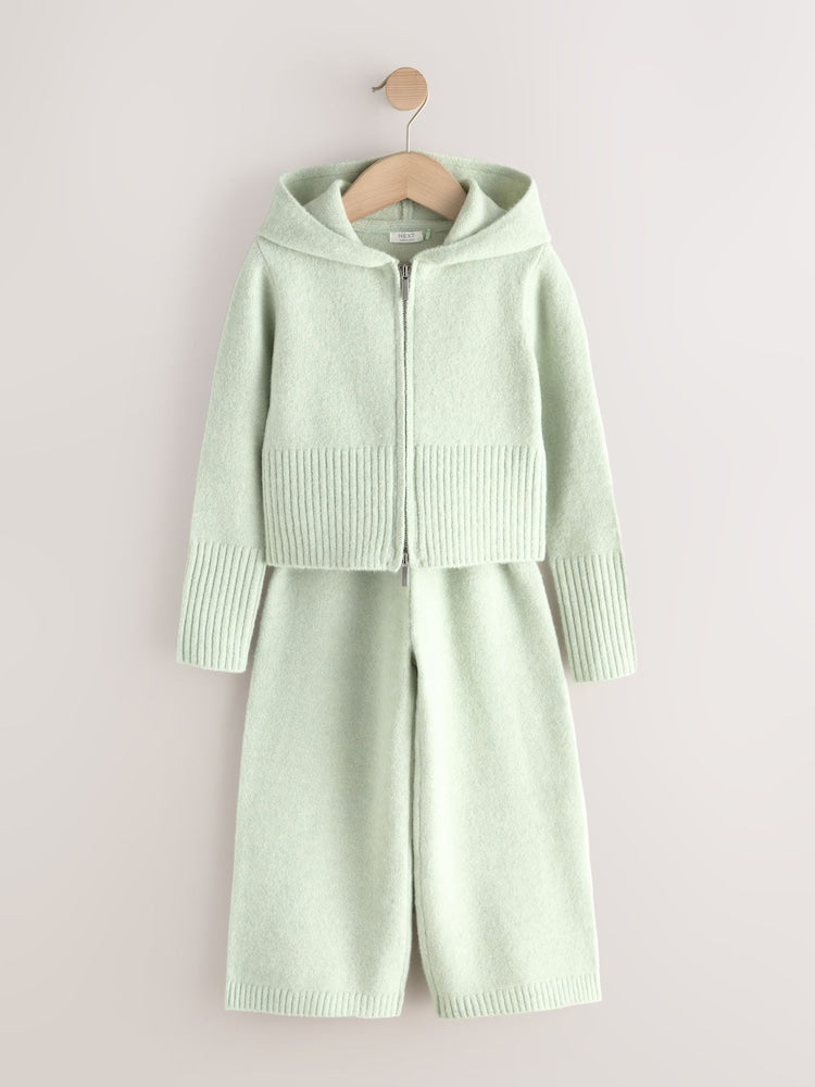 Green Knitted Hoodie &amp; Trousers Set (3-16yrs)