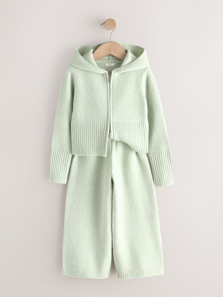 Green Knitted Hoodie &amp; Trousers Set (3-16yrs)