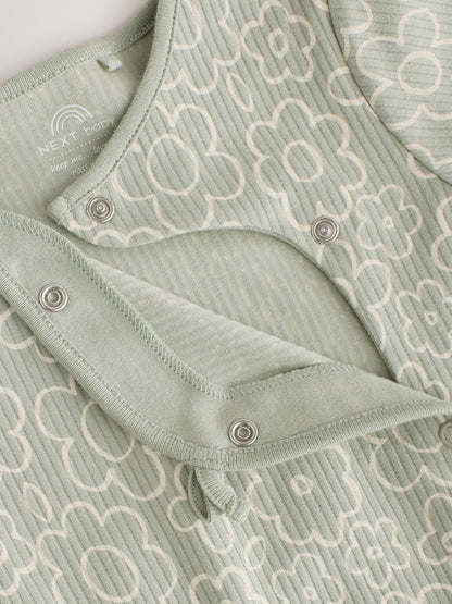 Green Floral Wrap Baby Sleepsuits 4 Pack (0mths-2yrs)