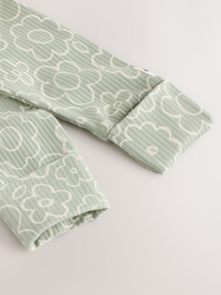 Green Floral Wrap Baby Sleepsuits 4 Pack (0mths-2yrs)