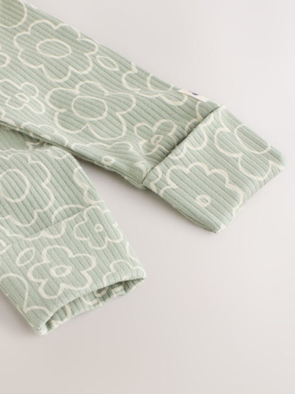 Green Floral Wrap Baby Sleepsuits 4 Pack (0mths-2yrs)