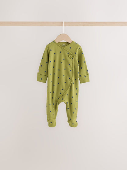 Green Floral Wrap Baby Sleepsuits 4 Pack (0mths-2yrs)