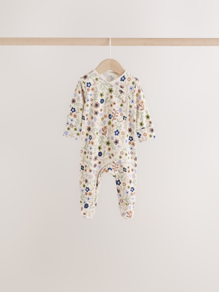 Green Floral Wrap Baby Sleepsuits 4 Pack (0mths-2yrs)