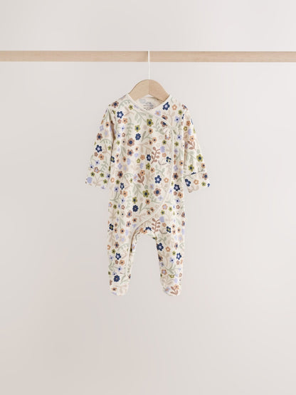 Green Floral Wrap Baby Sleepsuits 4 Pack (0mths-2yrs)
