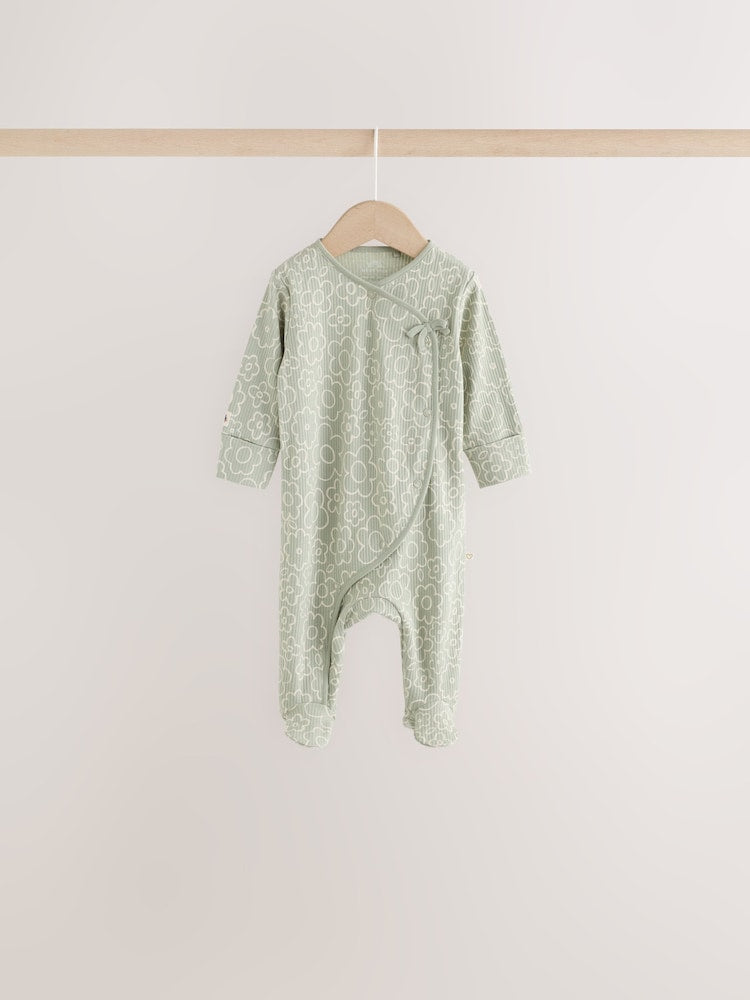Green Floral Wrap Baby Sleepsuits 4 Pack (0mths-2yrs)
