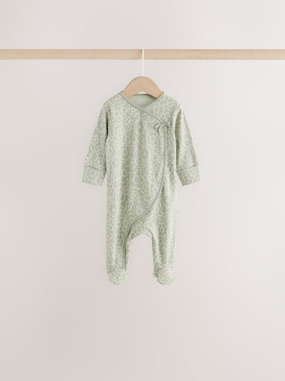 Green Floral Wrap Baby Sleepsuits 4 Pack (0mths-2yrs)
