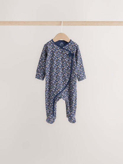 Green Floral Wrap Baby Sleepsuits 4 Pack (0mths-2yrs)