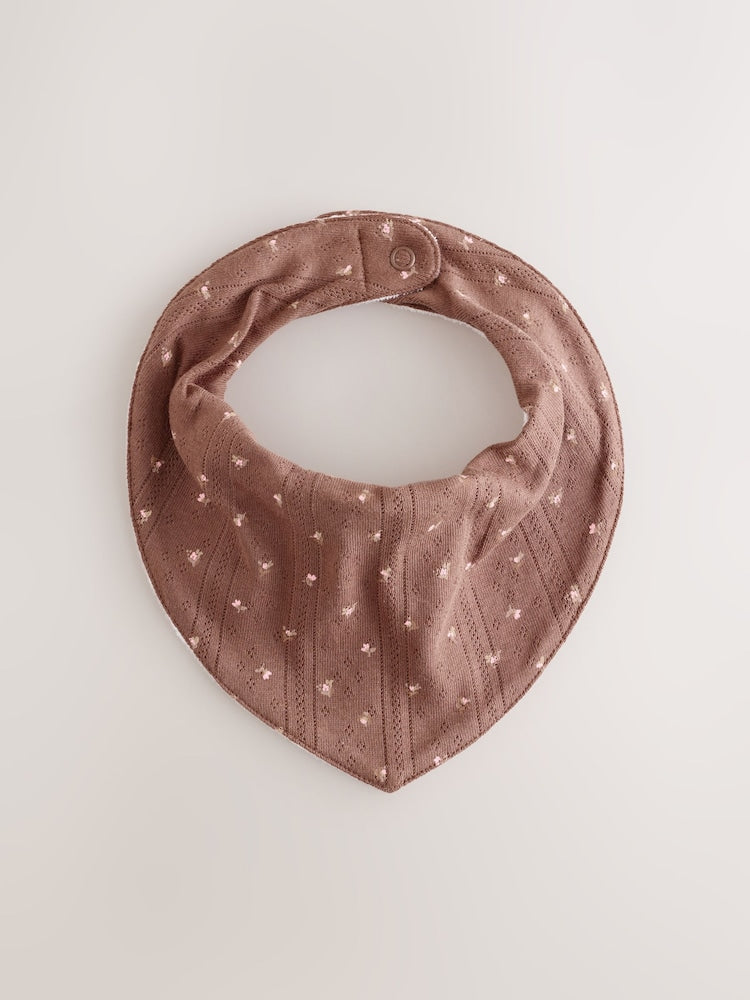 Brown Ditsy Floral Baby Dribble Bibs 5 Pack