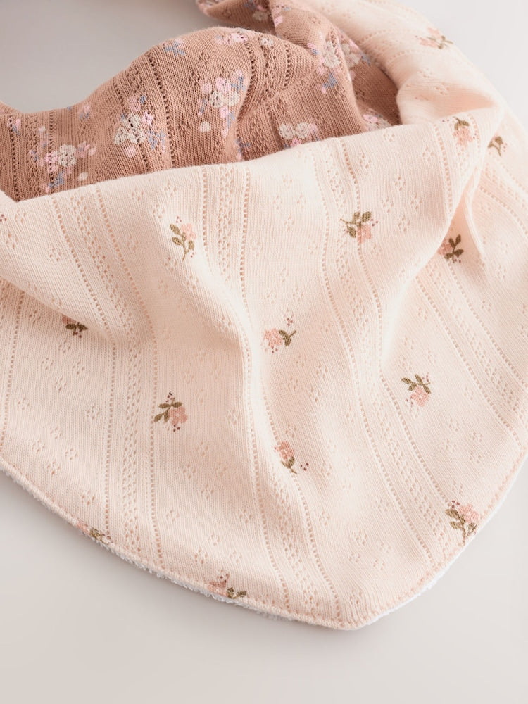 Brown Ditsy Floral Baby Dribble Bibs 5 Pack