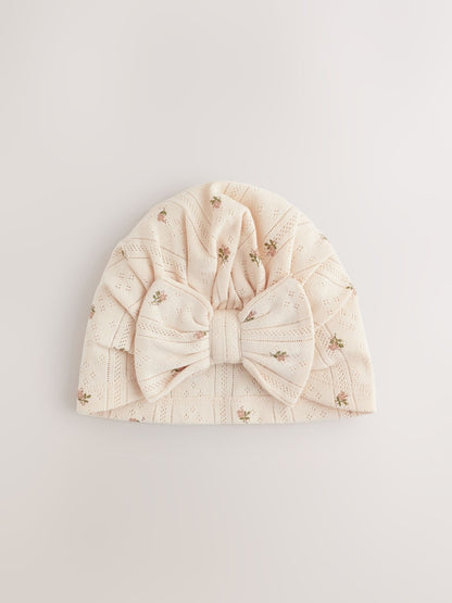 Brown Ditsy Floral Baby Turban Hats 2 Pack (0-18mths)