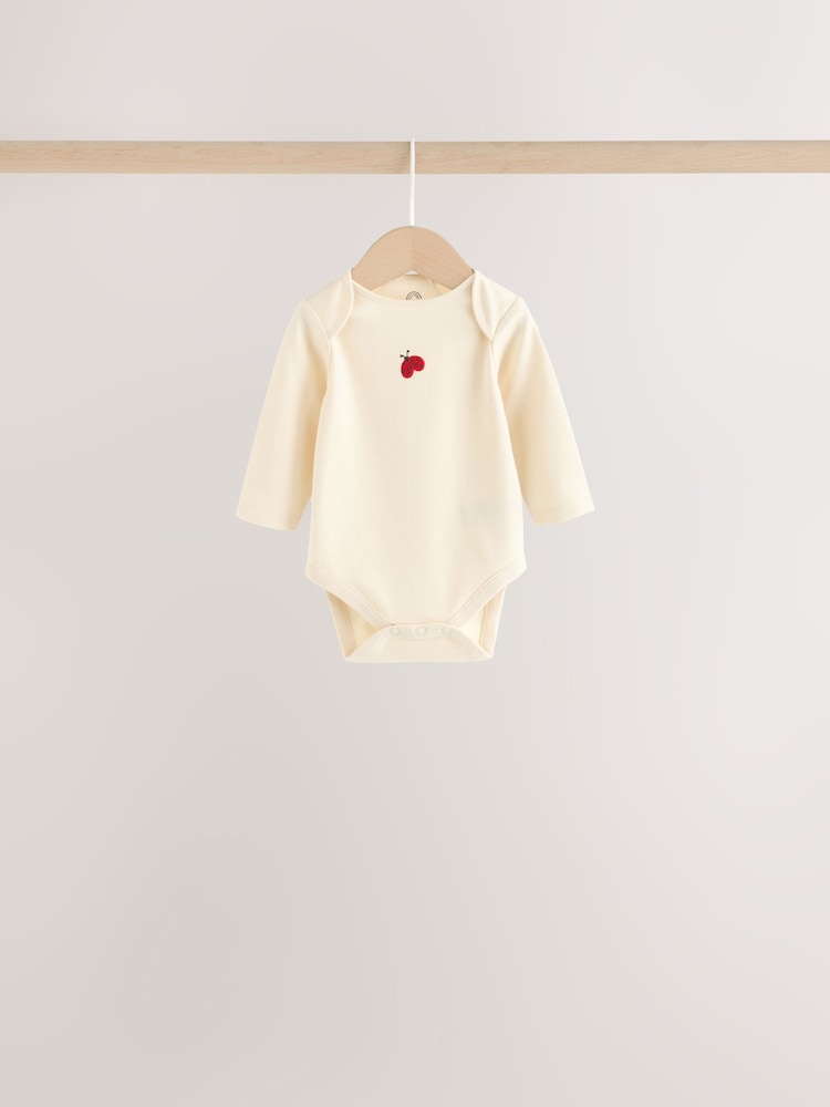 Red Ladybird Long Sleeve Baby Bodysuits 5 Pack