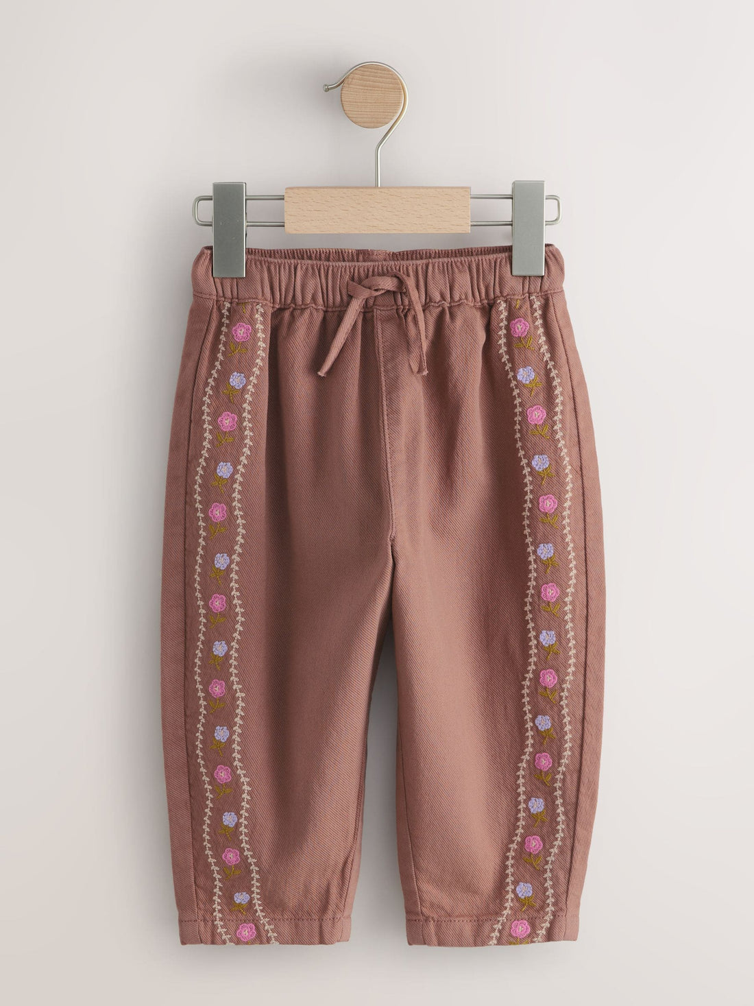 Chocolate Brown Embroidered Pullon Trousers (3mths-7yrs)