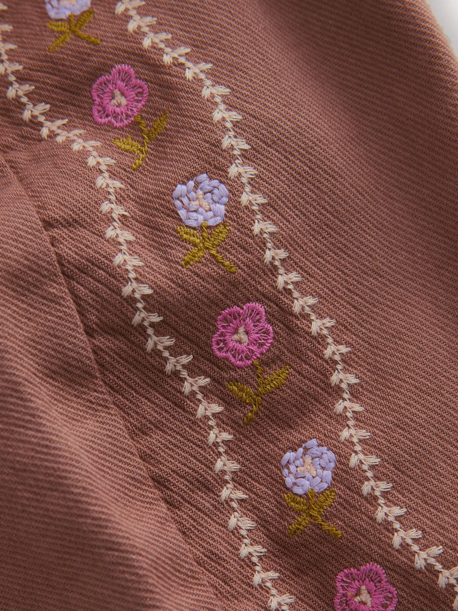 Chocolate Brown Embroidered Pullon Trousers (3mths-7yrs) - Size 3-6 Months (62-68cm)