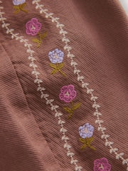 Chocolate Brown Embroidered Pullon Trousers (3mths-7yrs) - Size 3-6 Months (62-68cm)