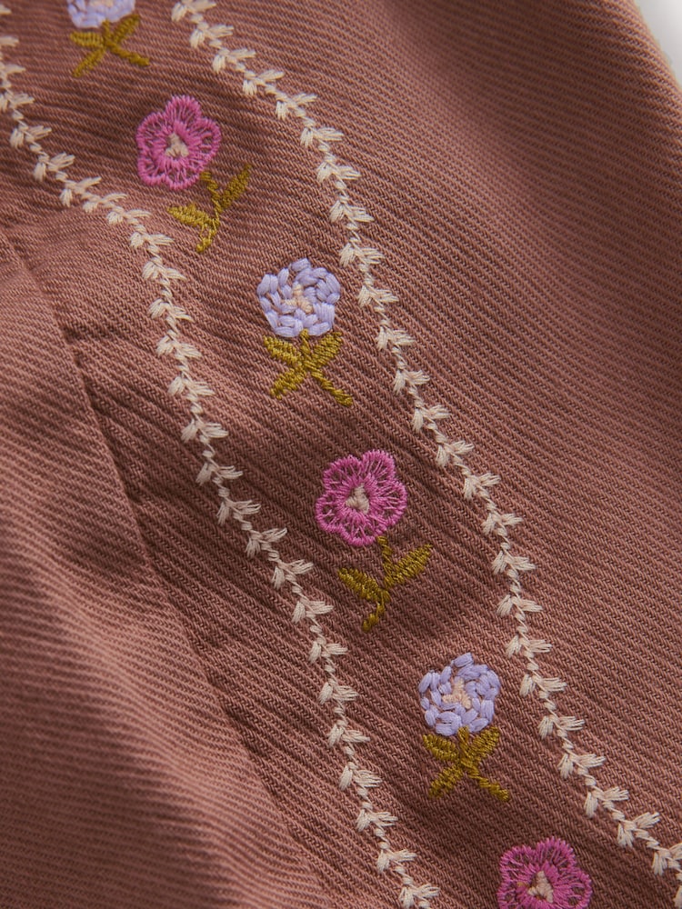 Chocolate Brown Embroidered Pullon Trousers (3mths-7yrs)