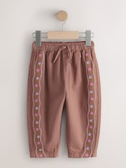Chocolate Brown Embroidered Pullon Trousers (3mths-7yrs) - Size 3-6 Months (62-68cm)