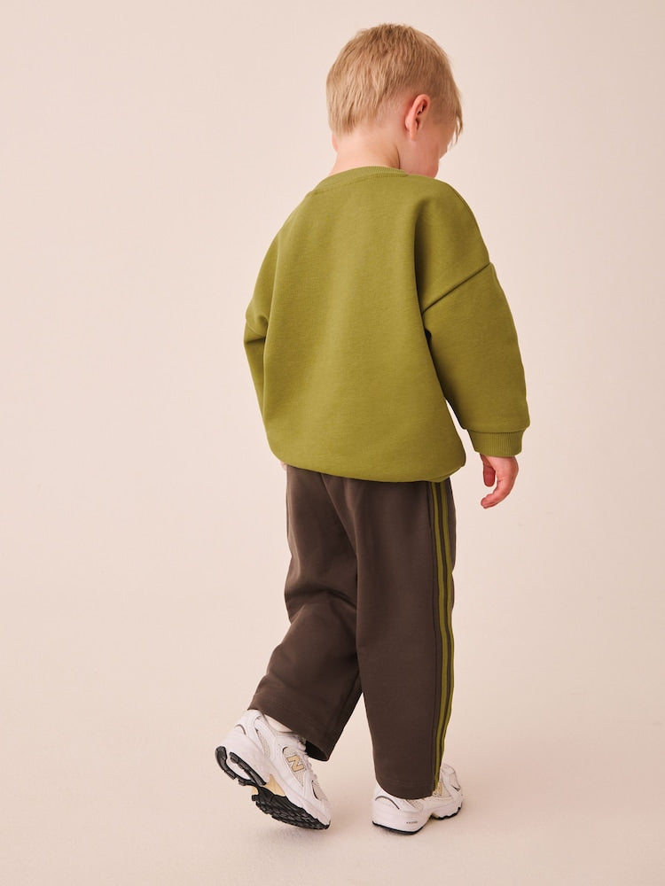 Olive Green Crew Neck Joggers Set (3mths-7yrs)