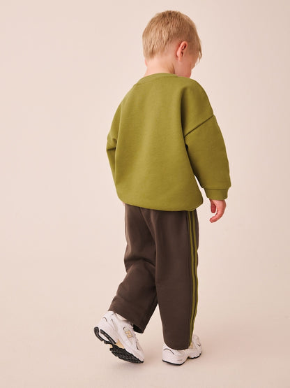 Olive Green Crew Neck Joggers Set (3mths-7yrs)