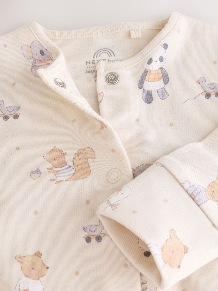 Neutral Animal Baby Sleepsuits 3 Pack (0-2yrs)