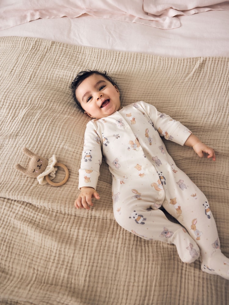 Neutral Animal Baby Sleepsuits 3 Pack (0-2yrs)